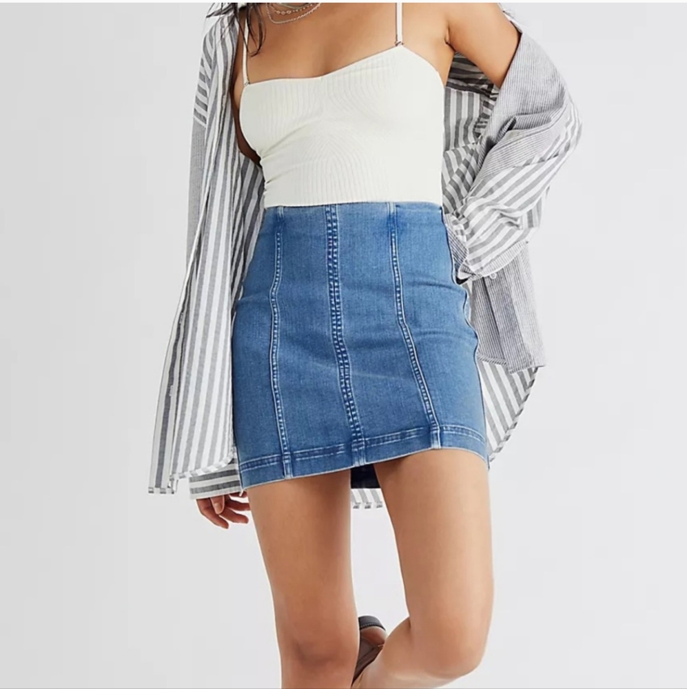 Free People Modern Femme Denim Mini Skirt Size 10